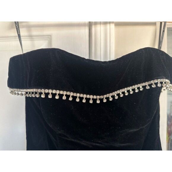 VTG Scott McClintock Black Velvet Strapless Gown Size 8 Whimsigoth Formal Prom - Picture 3 of 8